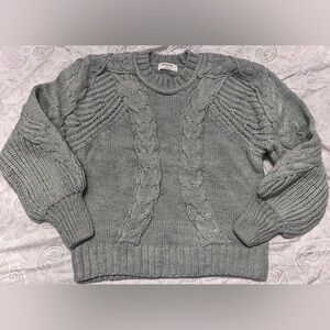 Zenana Chunky Cable Knit Sweater With Balloon Sleeves NWT Size Large